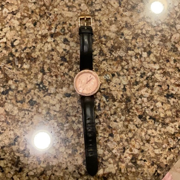Michael Kors Pink/Rose Gold Dial Watch with Black Strap - Picture 3 of 5